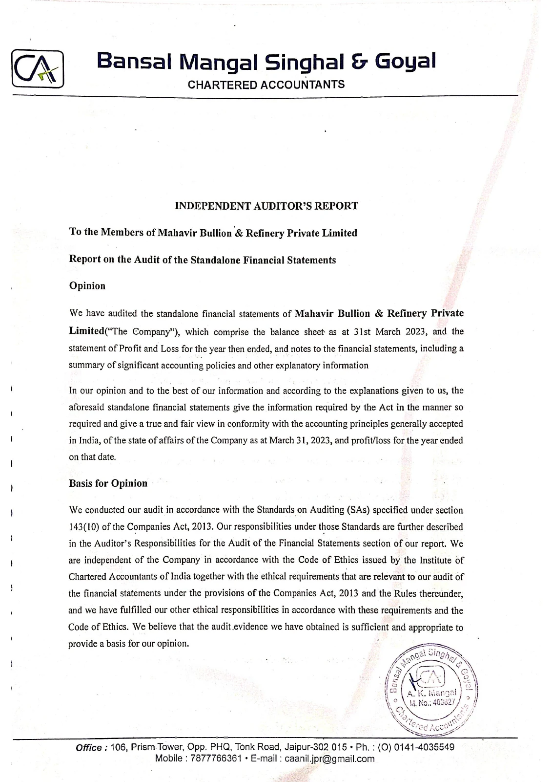 Annual audit report 2022–2023 — original document page 1