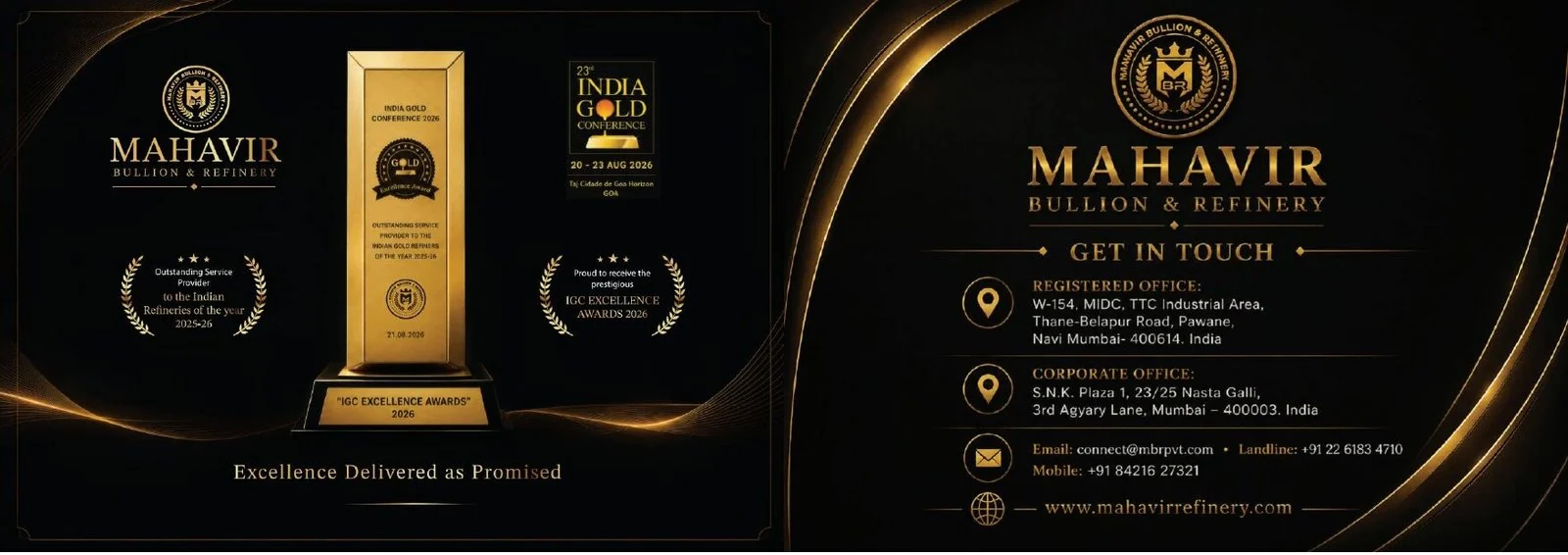 Mahavir award and contact details in the company’s conference brochure